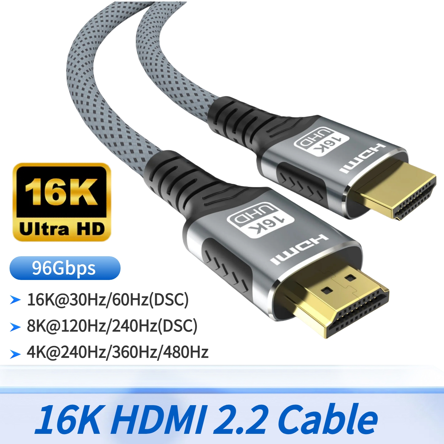 Home Cinema Gaming - 16K HDMI 2.2 Cable 96Gbps 8K@120Hz