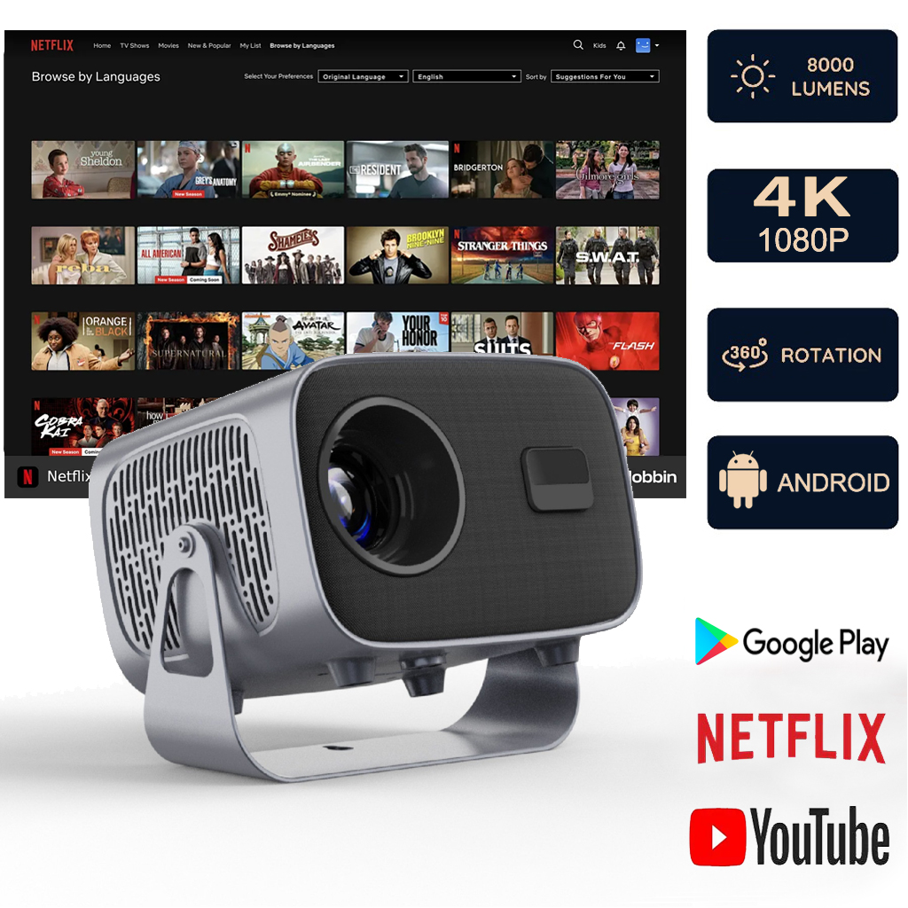 Home Cinema Night - New A10 4K Android13 Projector SmartPhone