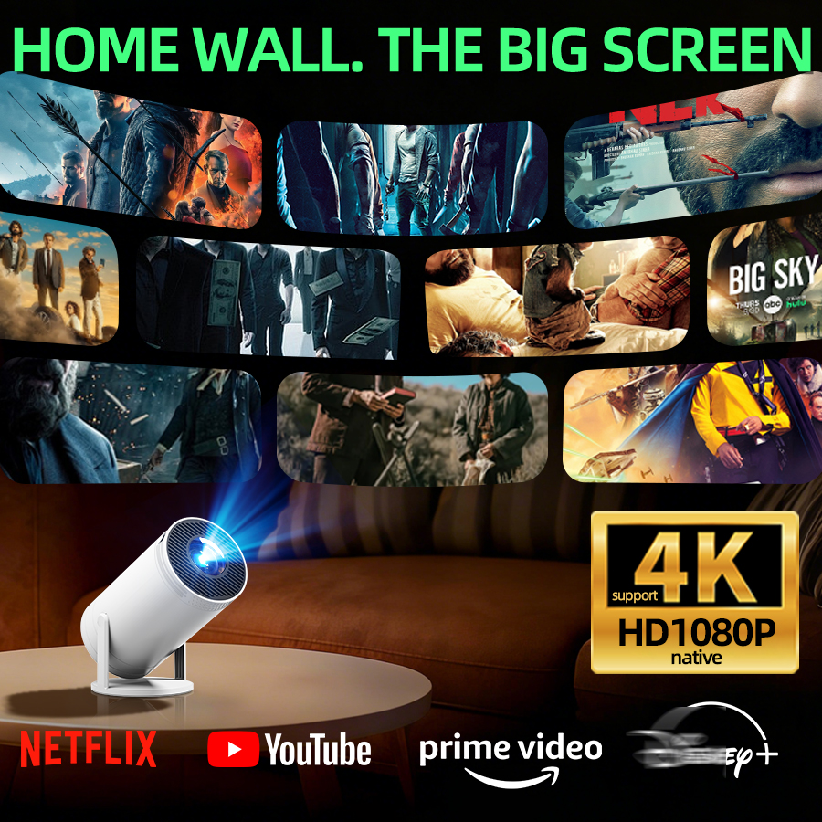 Home Cinema Night - 4K home theater projector, built-in WiFi,