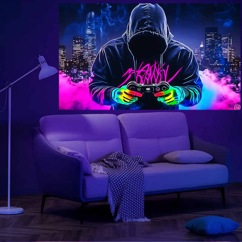 Home Cinema Gaming - VIKAMA Cyberpunk Neon Gamer Tapestry Esports