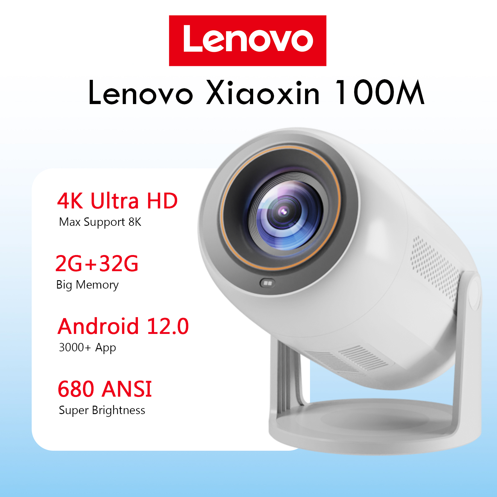 Home Cinema Complet - Lenovo Portable 4K Projector 100M Android