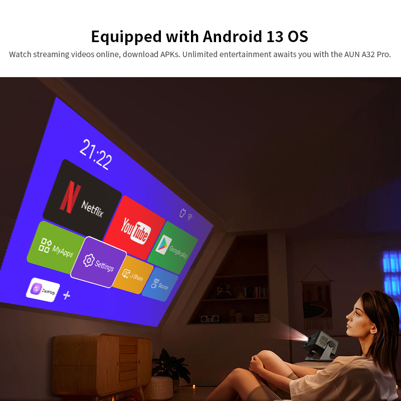 AUN Android Projector A32 Pro  - Home Cinema Night บทวิจารณ์และราคา