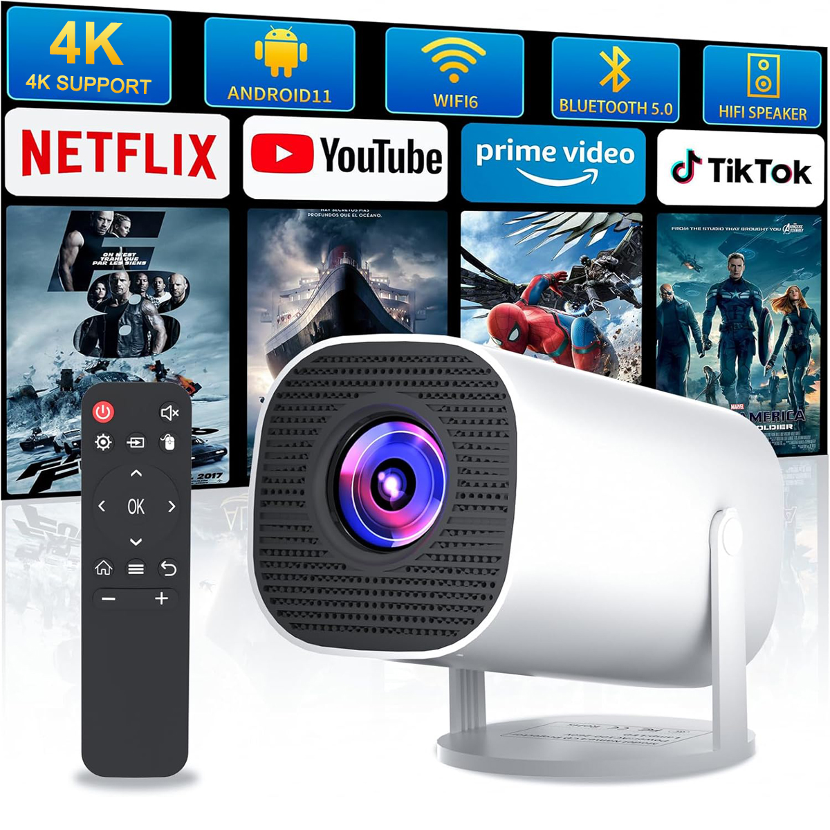 Mini Projector with WiFi & Blu - Home Cinema Gaming บทวิจารณ์และราคา
