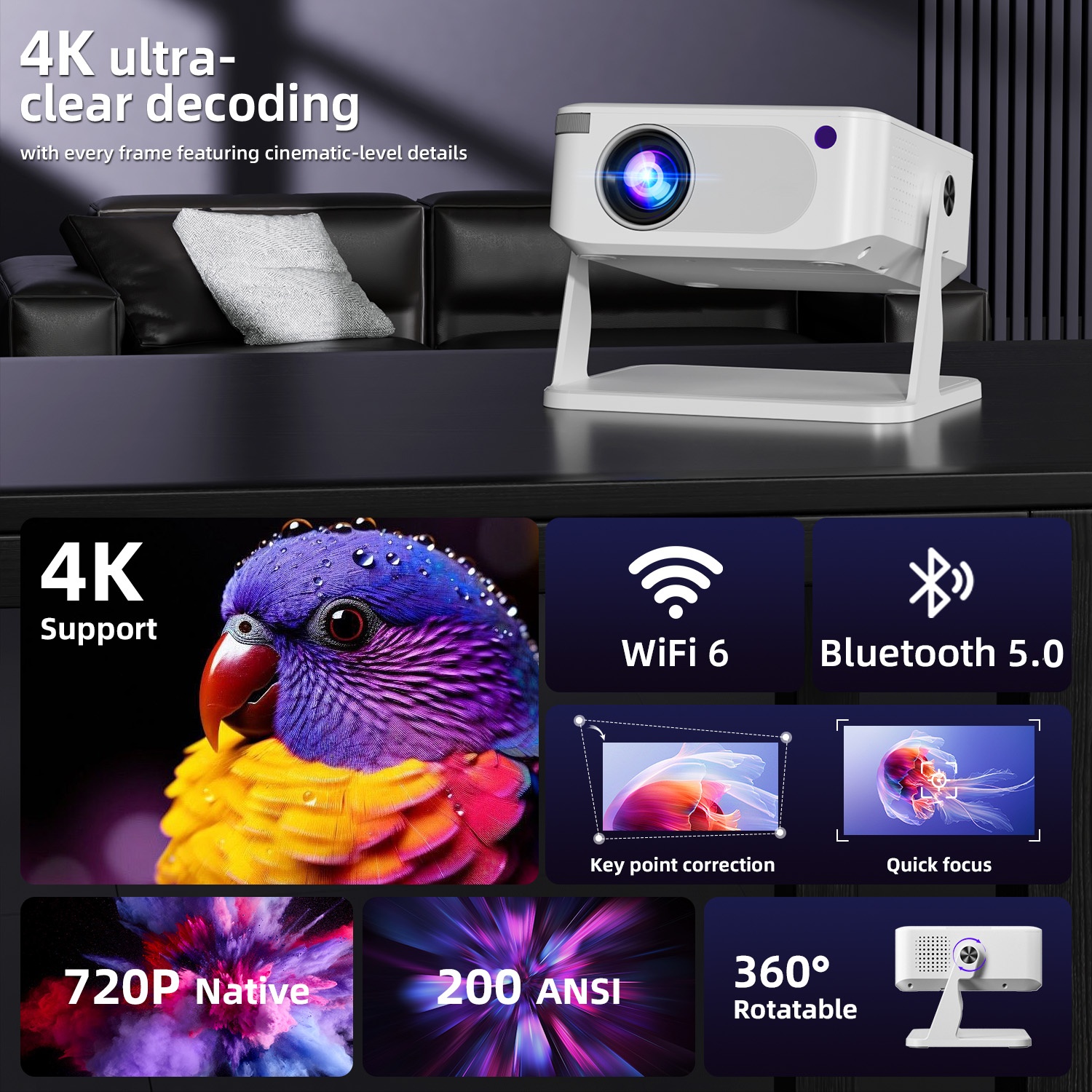 Xnano Projector HA109 4K Andro - Home Cinema Night บทวิจารณ์และราคา