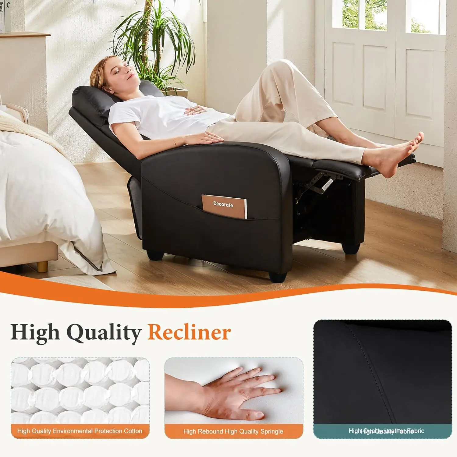 Recliner Chair PU Leather Recl - Home Cinema Furniture บทวิจารณ์และราคา